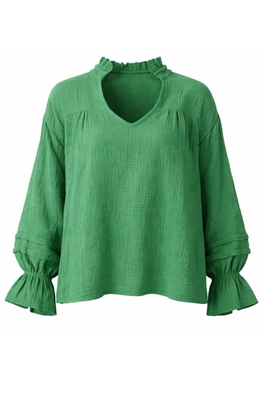 Bluzka damska zielona bawełniana Made in Italy luźna boho One Size