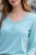 Bluzka damska 100% bawełna turkusowa V-neck długi rękaw Włoska Uni