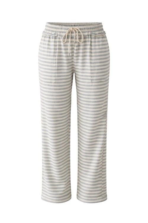 Spodnie damskie szaro-białe paski bawełna Italy casual One Size