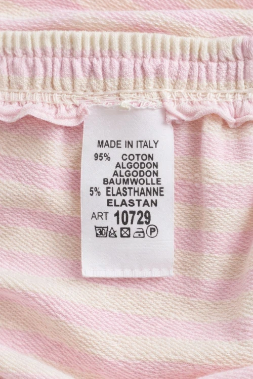 Spodnie damskie różowo-kremowe paski bawełna Italy casual One Size