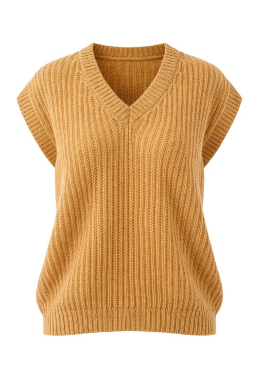 Sweter damski moher kamizelka musztardowa oversize Made in Italy