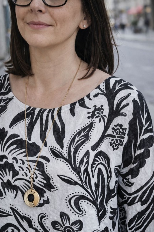 Bluzka damska oversize Włoska 100% bawełna czarno biała boho kwiaty
