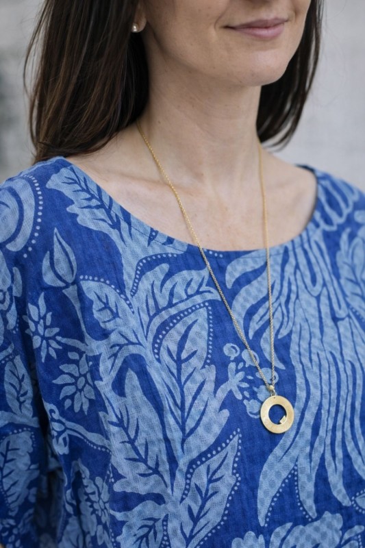 Bluzka damska oversize Włoska 100% bawełna niebiesko biała boho kwiaty