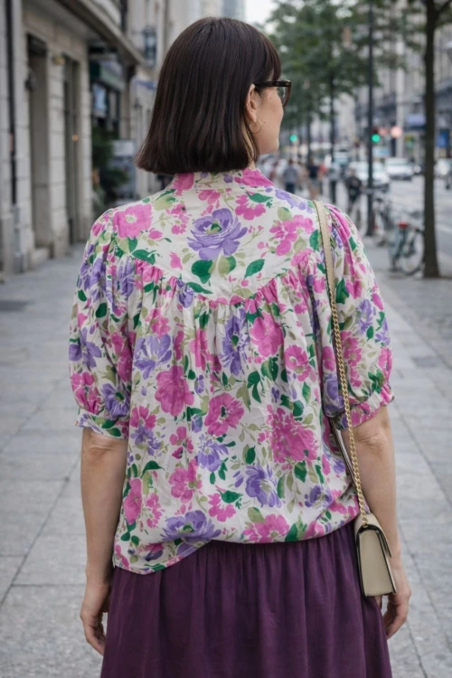 Bluzka damska w kwiaty 100% bawełna Made in Italy boho oversize