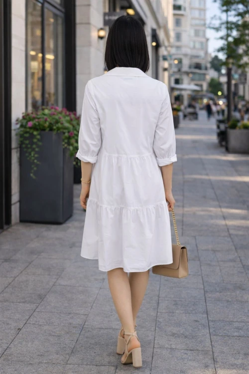 Sukienka damska biała koszulowa oversize casual letnia guziki