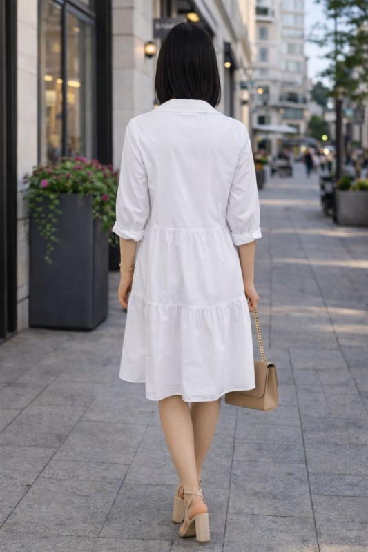 Sukienka damska biała koszulowa oversize casual letnia guziki