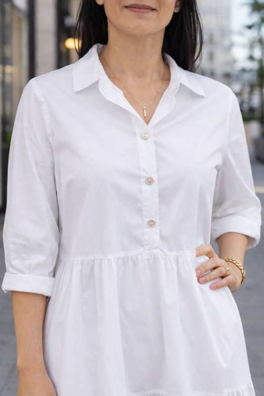 Sukienka damska biała koszulowa oversize casual letnia guziki