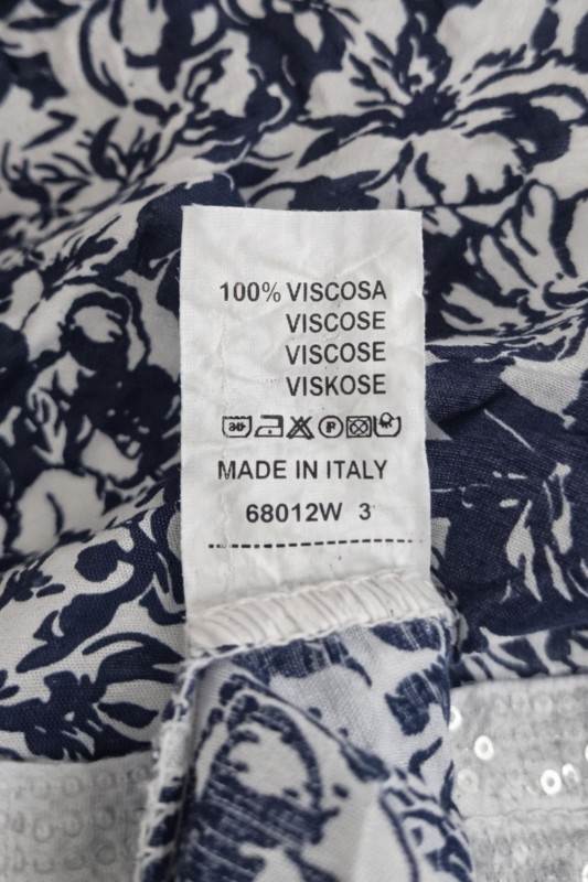 Bluzka damska kwiatowa granatowa Made in Italy kieszonka cekiny Uni