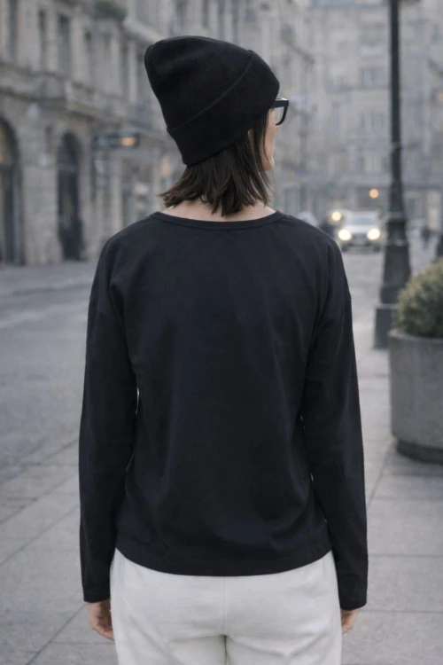Bluza Damska z Nadrukiem Czarna – Regulowany Dół Streetwear M