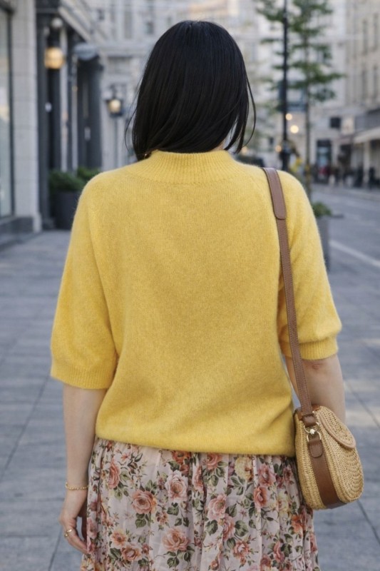 Sweter damski żółty z półgolfem miękki ciepły Made in Italy Uni