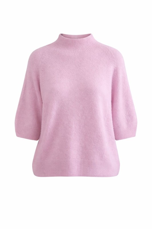 Sweter damski liliowy z półgolfem miękki ciepły Made in Italy Uni
