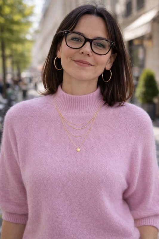 Sweter damski liliowy z półgolfem miękki ciepły Made in Italy Uni