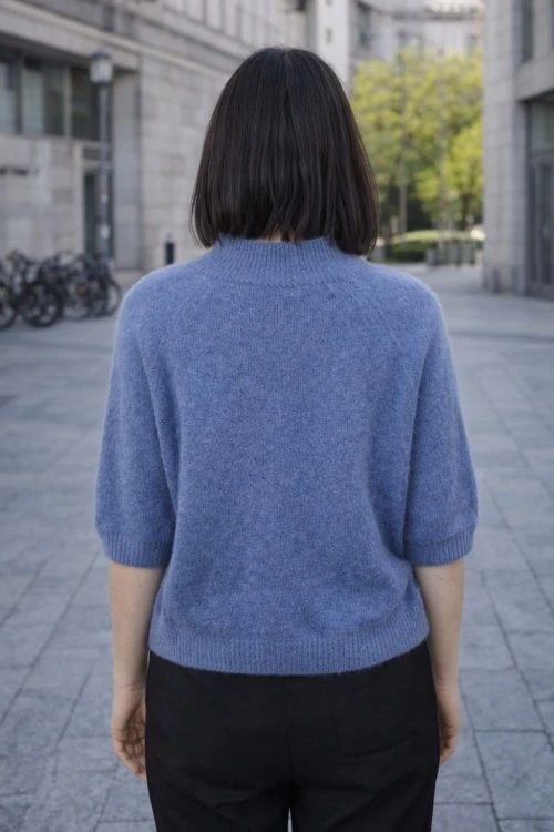 Sweter damski niebieski z półgolfem miękki ciepły Made in Italy Uni