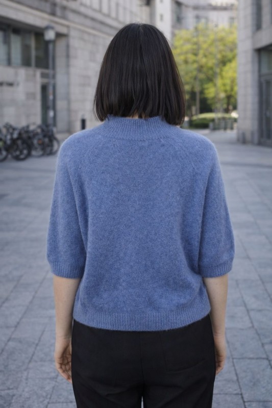 Sweter damski niebieski z półgolfem miękki ciepły Made in Italy Uni