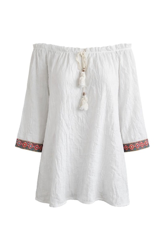 Bluzka damska hiszpanka boho biała Made in Italy Oversize