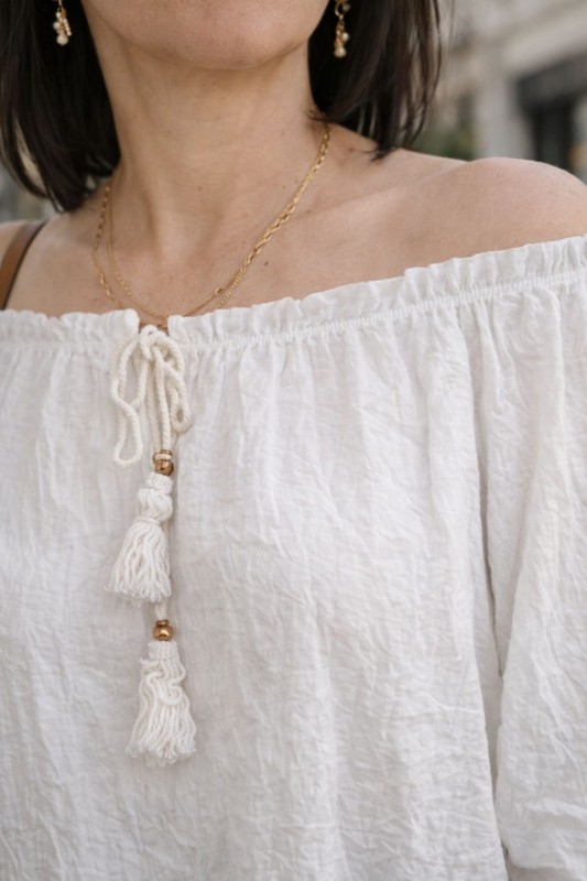 Bluzka damska hiszpanka boho biała Made in Italy Oversize