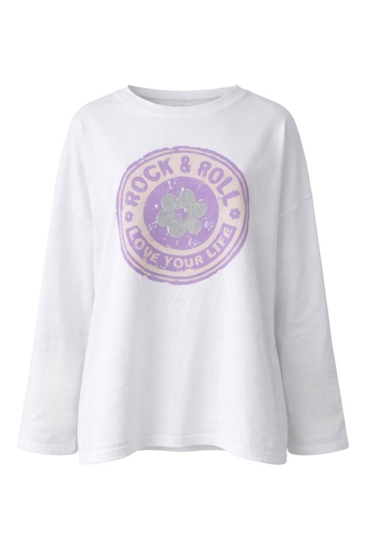 Bluza Damska ROCK & ROLL biała oversize Made in Italy