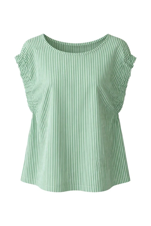Bluzka damska w paski zielona bawełniana letnia casual Uni