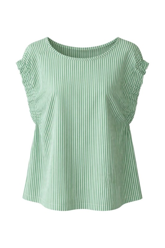 Bluzka damska w paski zielona bawełniana letnia casual Uni