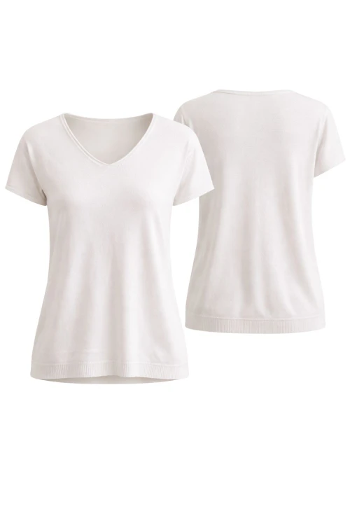Bluzka damska biała V-neck lekka i wygodna Made in Italy Uni