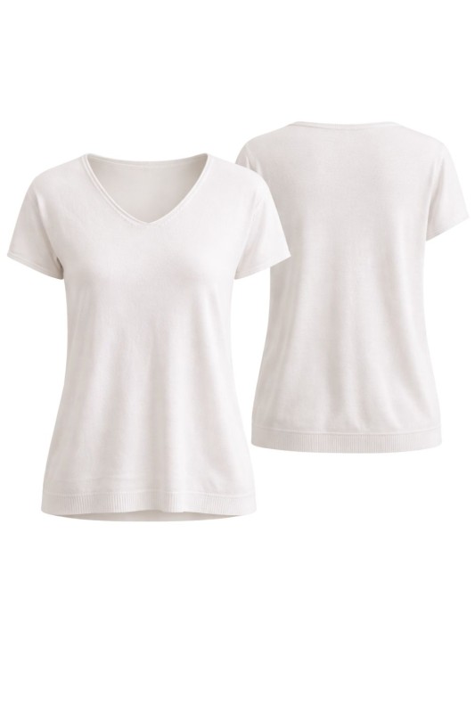 Bluzka damska biała V-neck lekka i wygodna Made in Italy Uni