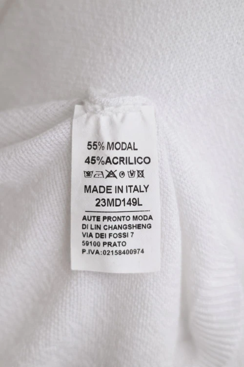 Bluzka damska biała V-neck lekka i wygodna Made in Italy Uni