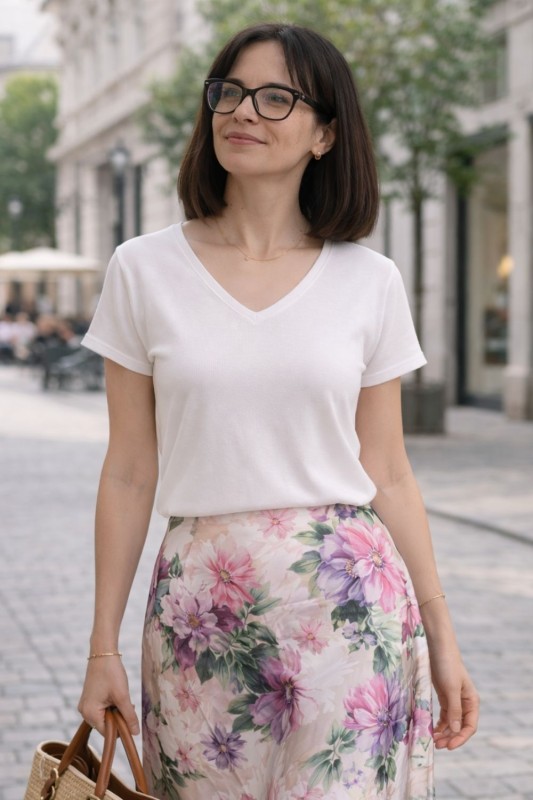 Bluzka damska biała V-neck lekka i wygodna Made in Italy Uni