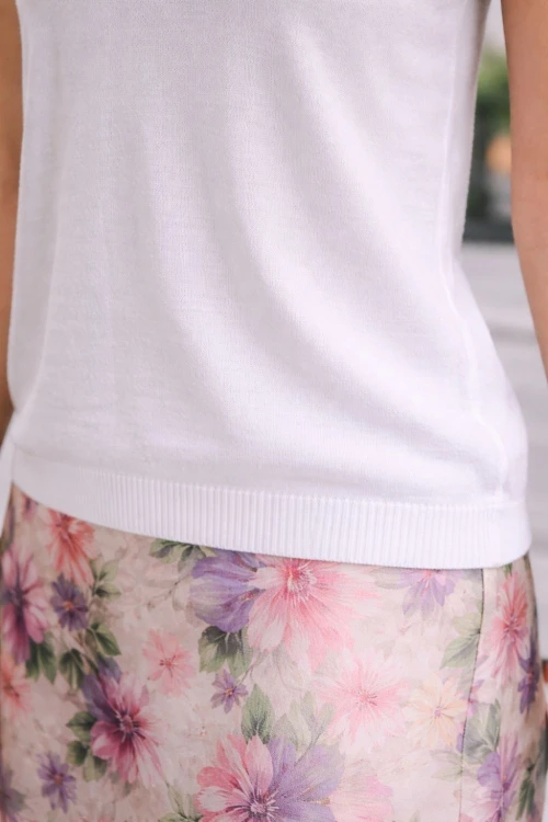 Bluzka damska biała V-neck lekka i wygodna Made in Italy Uni