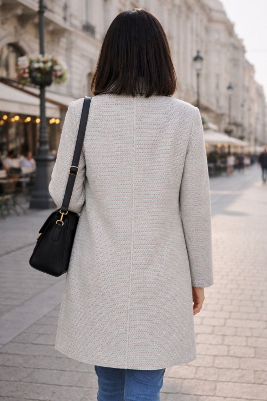 Płaszcz damski ITALY beżowo zielony elegancki lekki wiosenny One Size