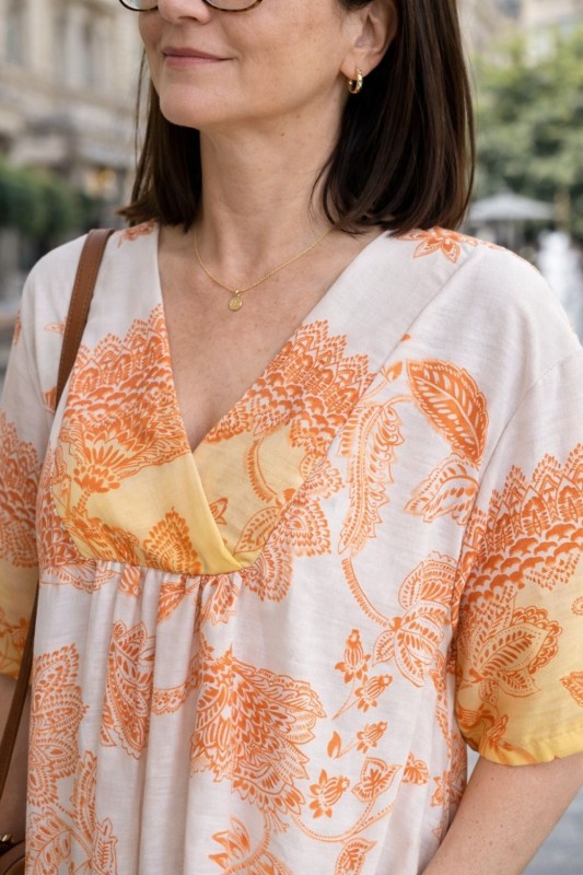 Sukienka damska boho V-neck lekka wiskoza len Made in Italy Uni
