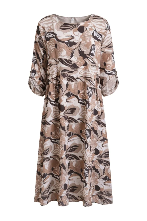 Sukienka damska brązowa oversize wzorzysta ITALY luźna midi boho