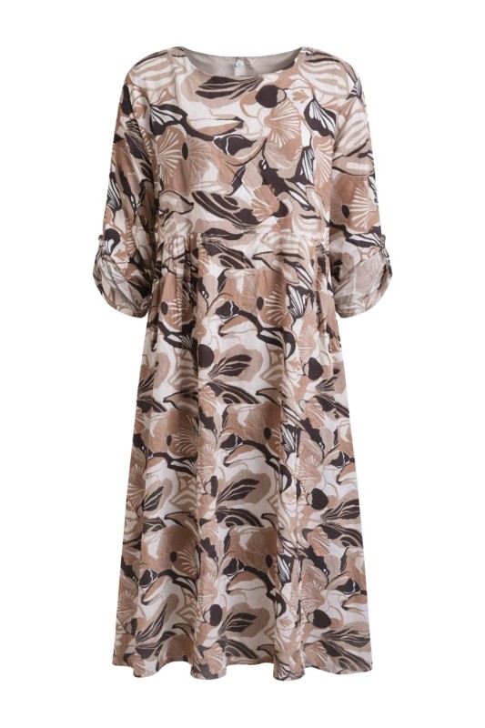Sukienka damska brązowa oversize wzorzysta ITALY luźna midi boho