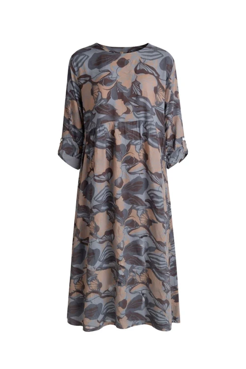 Sukienka damska szara oversize wzorzysta ITALY luźna midi boho