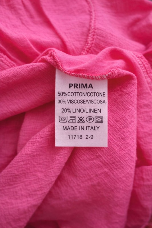 Bluzka damska oversize różowa ITALY len bawełna lekka