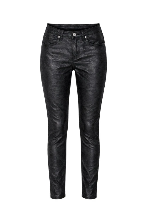 Spodnie damskie czarne eco skóra snake skinny XS