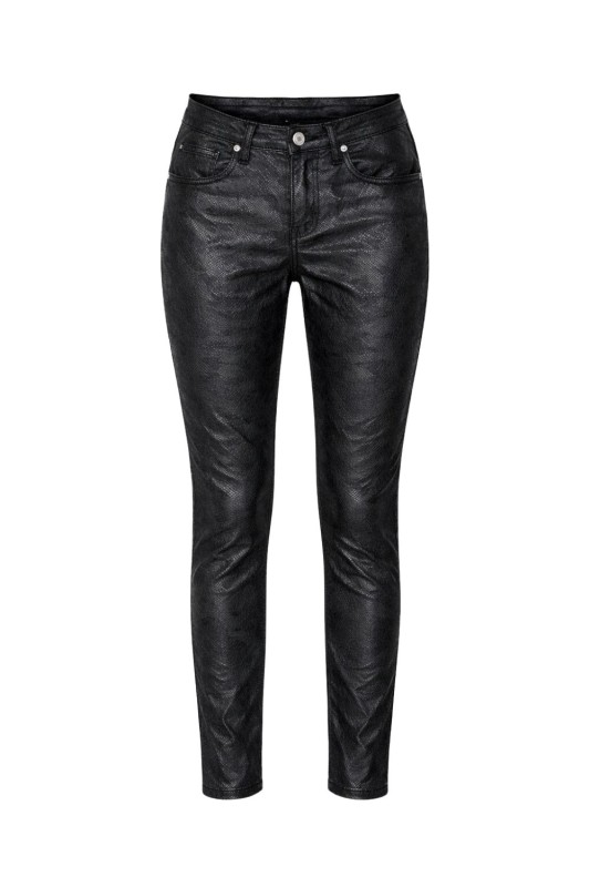 Spodnie damskie czarne eco skóra snake skinny XS