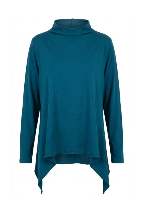 Bluzka damska asymetryczna oversize turkus Made in Italy Uni