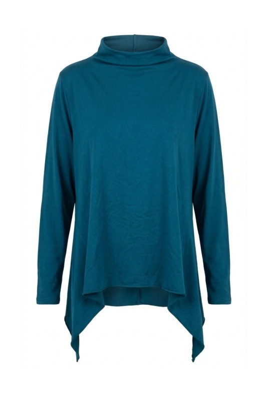 Bluzka damska asymetryczna oversize turkus Made in Italy Uni