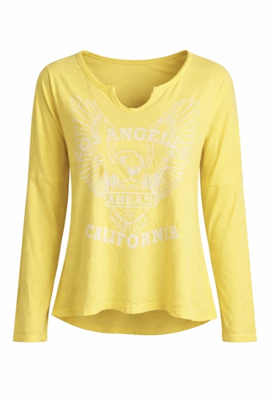 Bluzka damska żółta CALIFORNIA print włoska bawełna oversize