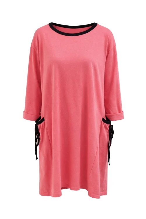 Sukienka damska koralowa oversize Made in Italy luźna kieszenie Uni
