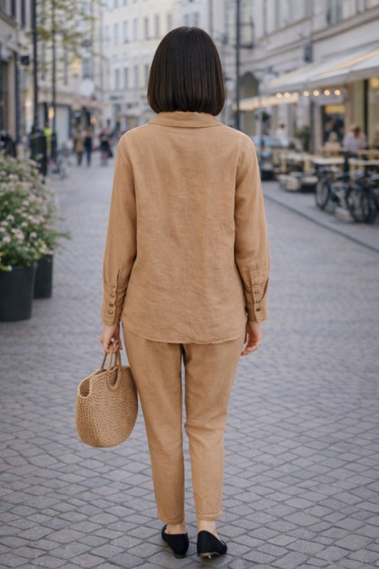 Komplet Damski wiskoza beżowy elegancki casual Made in Italy Uni