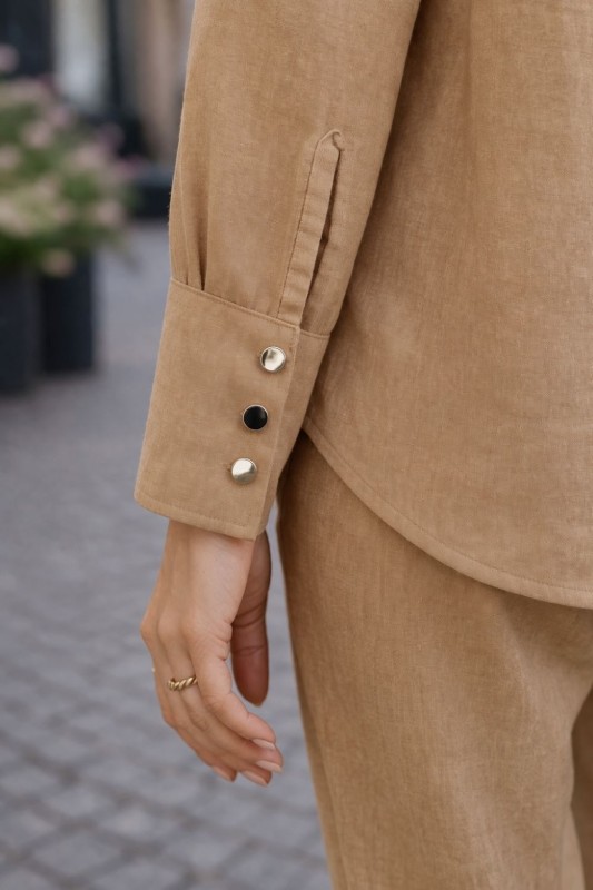 Komplet Damski wiskoza beżowy elegancki casual Made in Italy Uni
