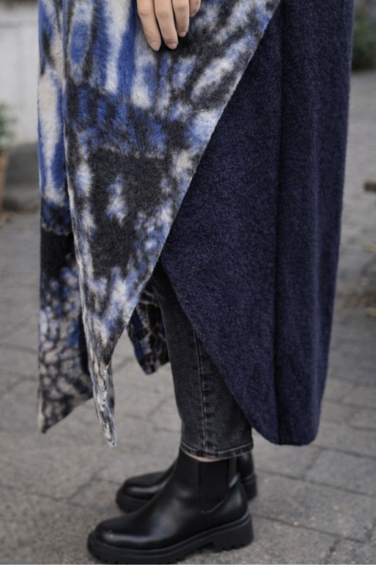 Płaszcz damski wełniany 80% WOOL włoski oversize chabrowy wzór Uni