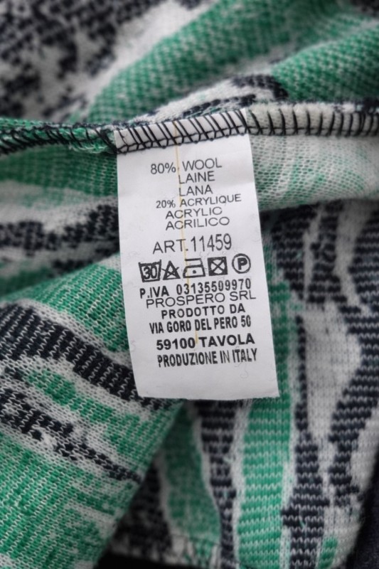Płaszcz damski wełniany 80% WOOL włoski oversize zielony wzór Uni