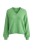 Sweter damski zielony 30% alpaka oversize V-neck miękki Uni