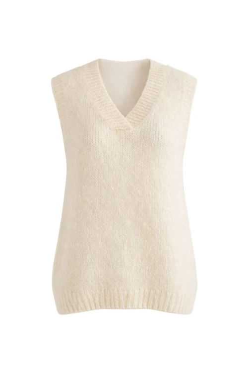 Sweter damski kamizelka 40% moher kremowa ITALY miękka oversize