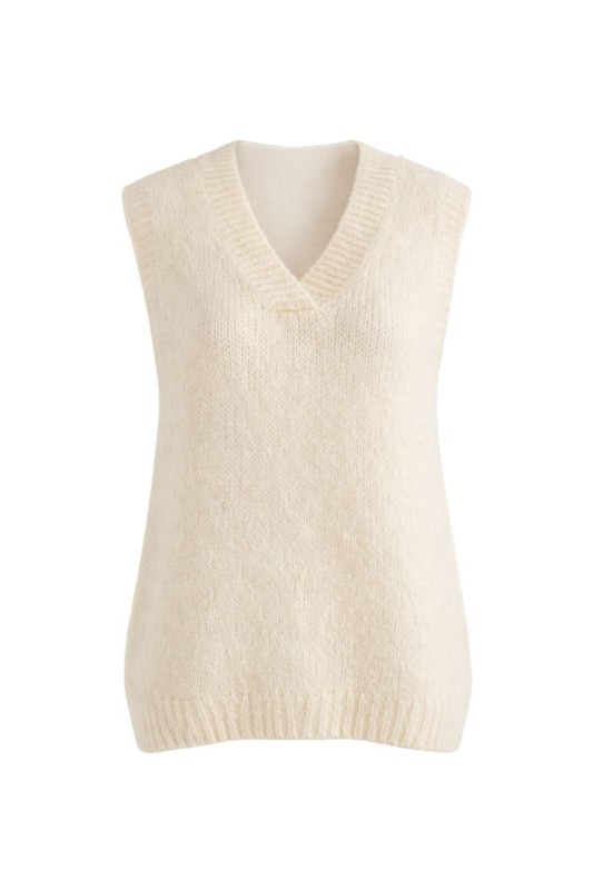 Sweter damski kamizelka 40% moher kremowa ITALY miękka oversize
