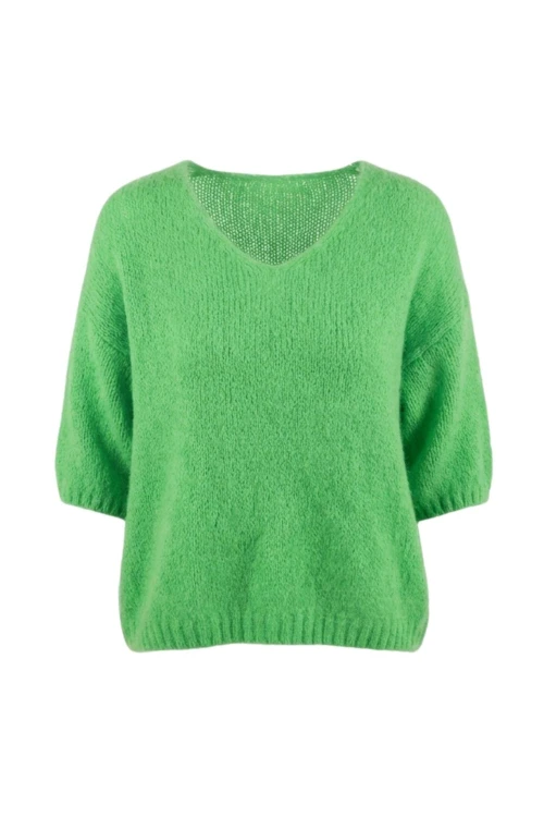 Sweter damski zielony neon 20% moher oversize miękki Uni