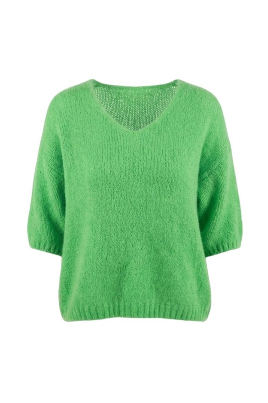 Sweter damski zielony neon 20% moher oversize miękki Uni