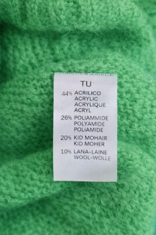 Sweter damski zielony neon 20% moher oversize miękki Uni